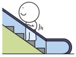 エスカレータに乗る人 イラスト