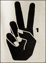 かつて犯罪者に2本指で物を投げつけたことに由来する侮辱の仕草(ギリシャ)