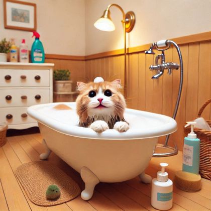 猫の入浴
