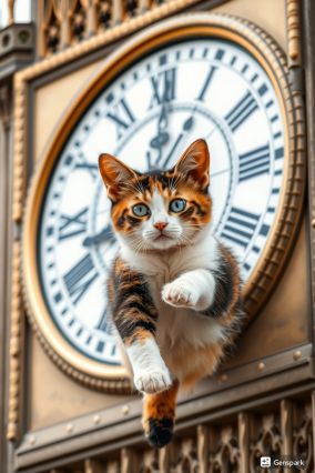 ビッグベンの時計の文字盤に三毛猫現る!