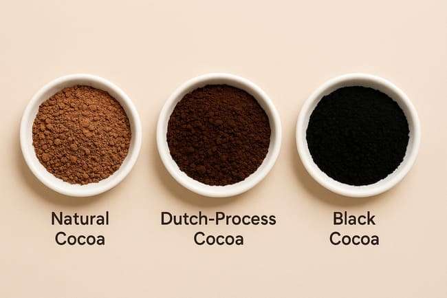 ココアの色 比較 サンプル アルカリ処理ココア 非アルカリ処理ココア ブラックココア